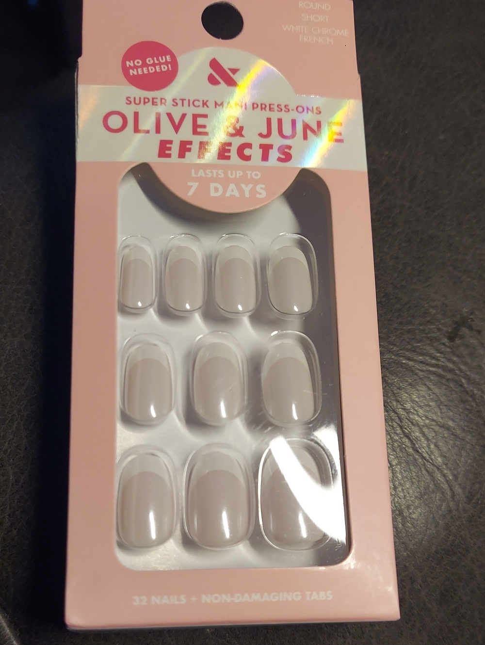 Olive & June Effects Press-On Nails in White Chrome French